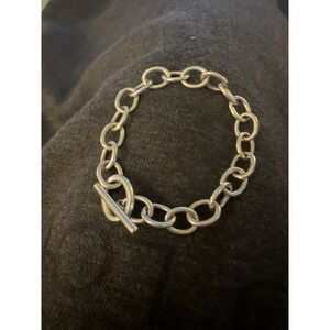 925 Sterling Silver  Chain Link  Designer Bracelet  7.5" Toggle Lock  #350